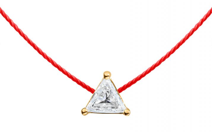String Necklace For Women with 0.20ct Trillion Diamond in Yellow Gold Prong Setting - Redline