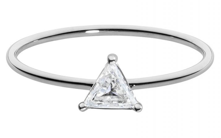 Ring with 0.10ct Trillion Diamond in White Gold Prong Setting - Redline - 0++