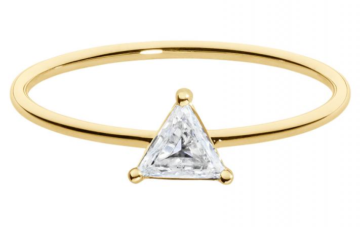 Ring with 0.10ct Trillion Diamond in Yellow Gold Prong Setting - Redline - 0++