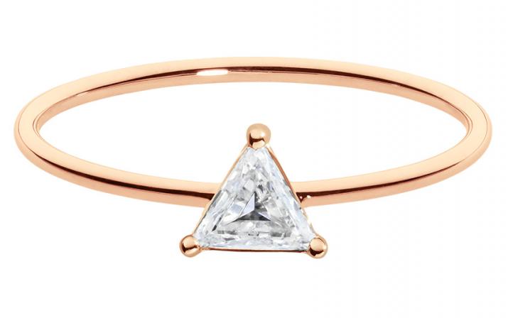 Ring with 0.10ct Trillion Diamond in Rose Gold Prong Setting - Redline - 0++