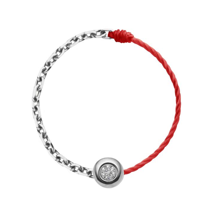 String Ring with 0.02ct Round Diamond in White Gold Bezel Setting - Redline - 0++