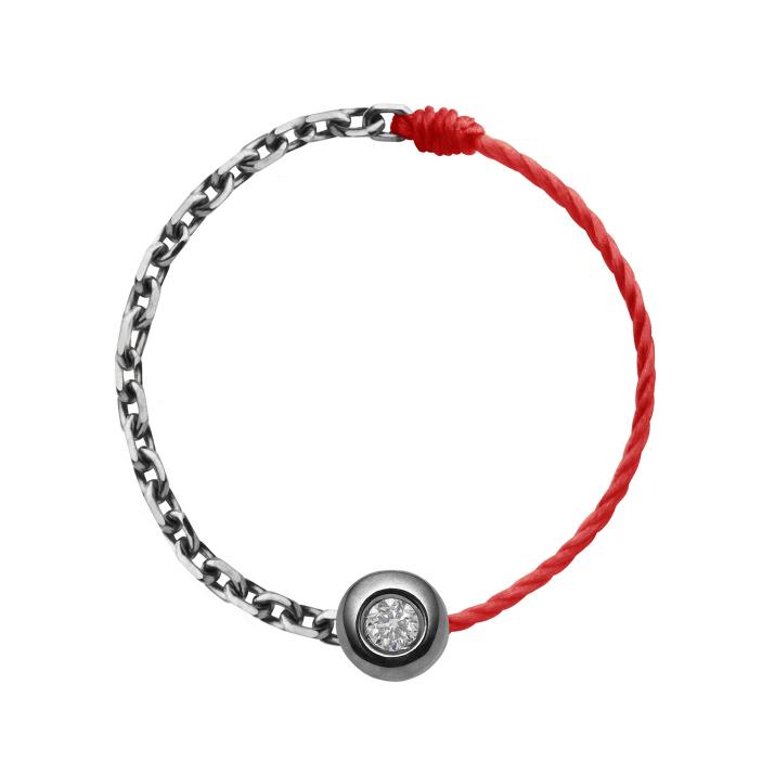 String Ring with 0.02ct Round Diamond in Black Gold Bezel Setting - Redline - 0++