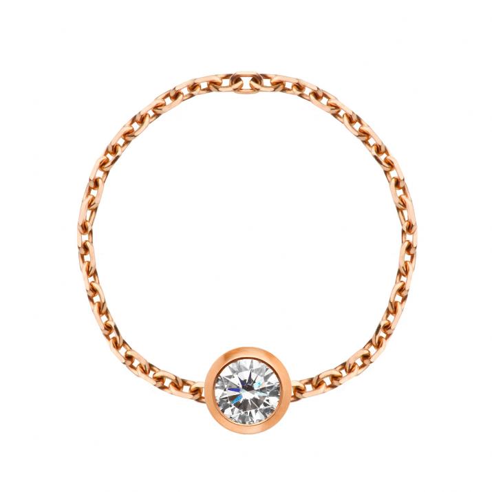 Chain Ring with 0.10ct Round Diamond in Rose Gold Bezel Setting - Redline - 0++
