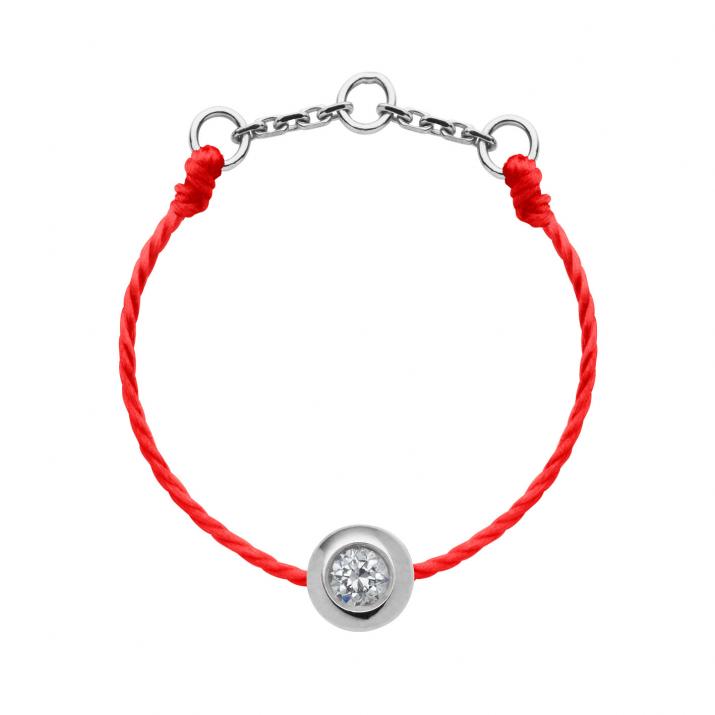 String Ring with 0.05ct Diamond in White Gold Bezel Setting - Redline - 0++