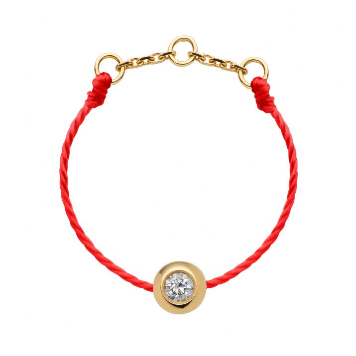 String Ring with 0.05ct Diamond in Yellow Gold Bezel Setting - Redline - 0++