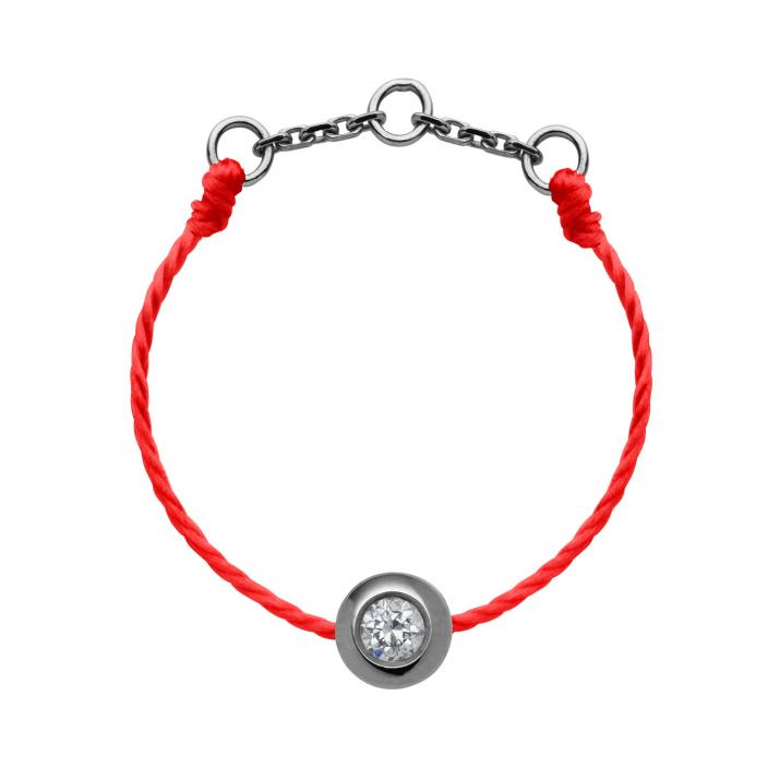 String Ring with 0.05ct Diamond in Black Gold Bezel Setting - Redline - 0++