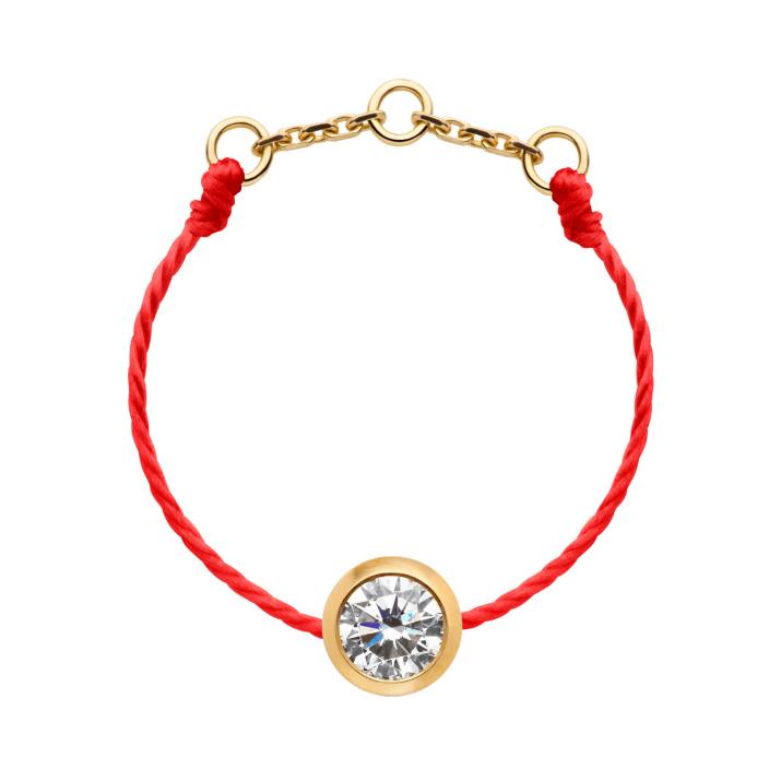 String Ring with 0.10ct Round Diamond in Yellow Gold Bezel Setting - Redline - 0++