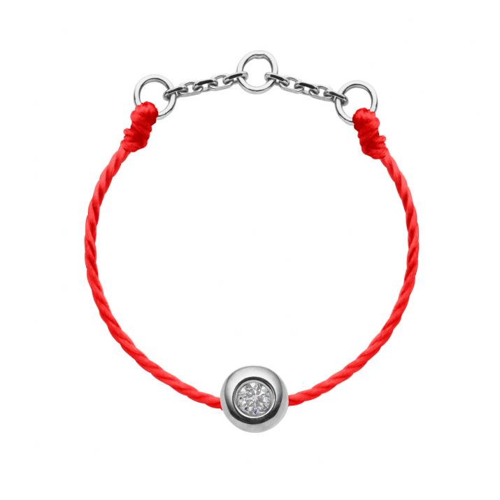 String Ring with 0.02ct Round Diamond in White Gold Bezel Setting - Redline - 0++