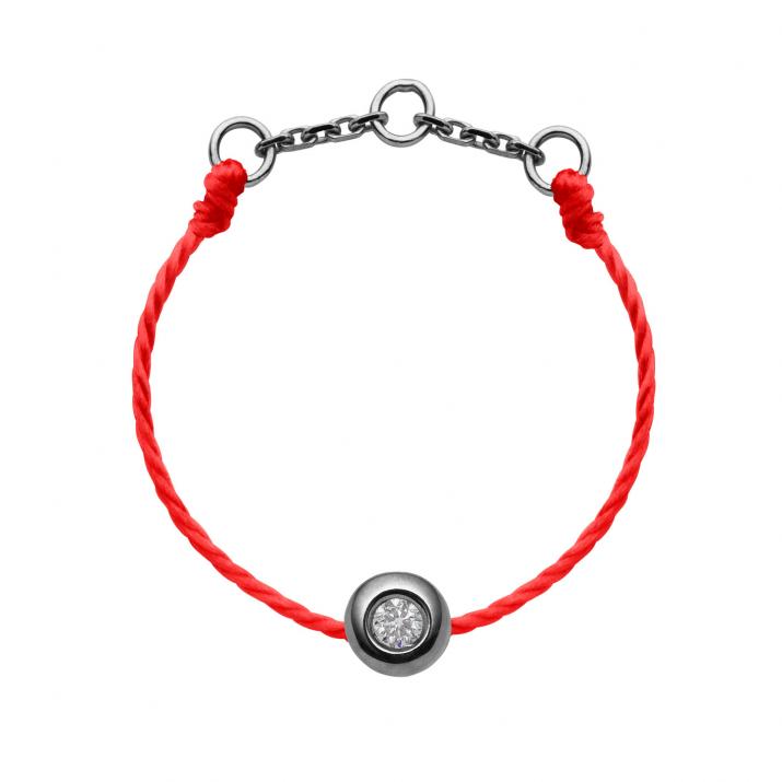 String Ring with 0.02ct Round Diamond in Black Gold Bezel Setting - Redline - 0++