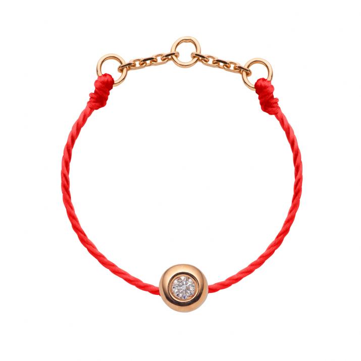 String Ring with 0.02ct Round Diamond in Rose Gold Bezel Setting - Redline - 0++