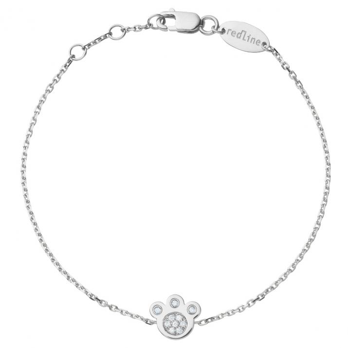 Paved diamonds on white gold chain Miaou bracelet - Redline - 0++