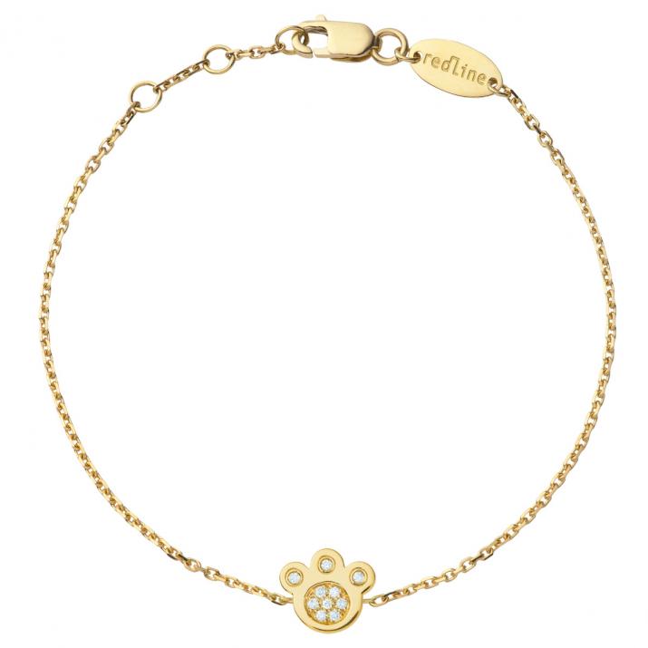 Paved diamonds on yellow gold chain Miaou bracelet - Redline - 0++