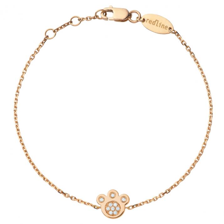 Paved diamonds on rose gold chain Miaou bracelet - Redline - 0++