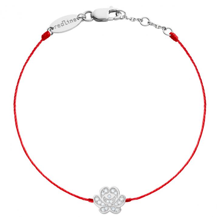 White gold and diamond paved Nymphéa thread bracelet - Redline - 0++