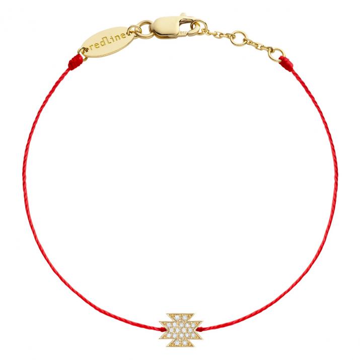Yellow gold Aztec thread bracelet paved with diamonds - Redline - 0++