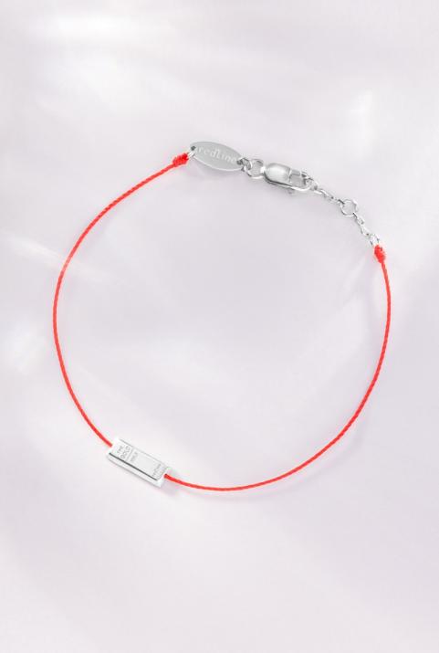 Thread bracelet with white gold bar - Redline - 0++
