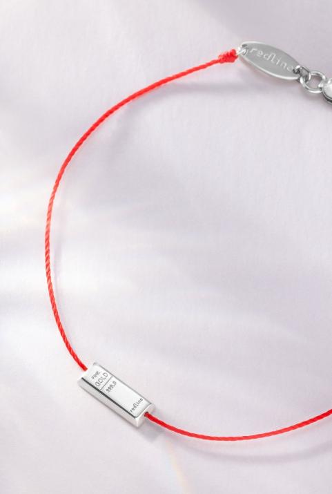 Thread bracelet with white gold bar - Redline - 0++