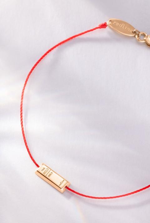 Thread bracelet with rose gold bar - Redline - 0++