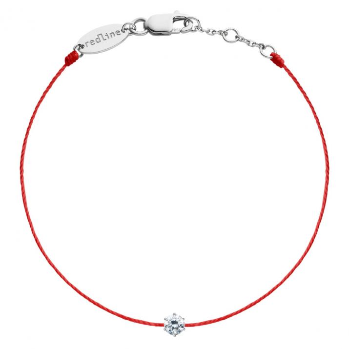String Bracelet For Women with 0.10ct Round Diamond in White Gold Prong Setting - Redline - 0++