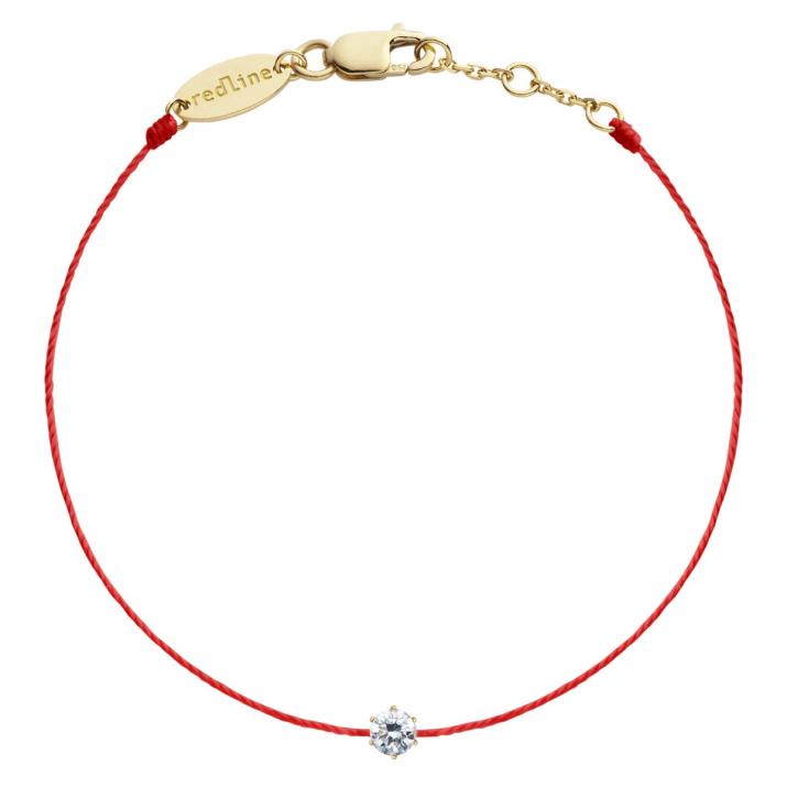 String Bracelet For Women with 0.10ct Round Diamond in Yellow Gold Prong Setting - Redline - 0++