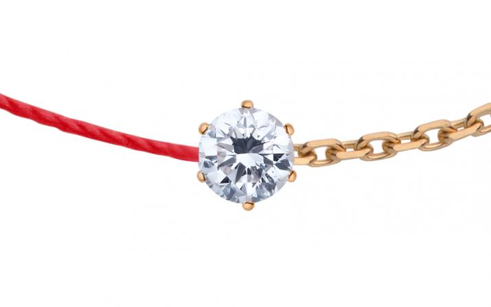 String-Chain Bracelet For Women with 0.10ct Round Diamond in Rose Gold Prong Setting - Redline - 0++