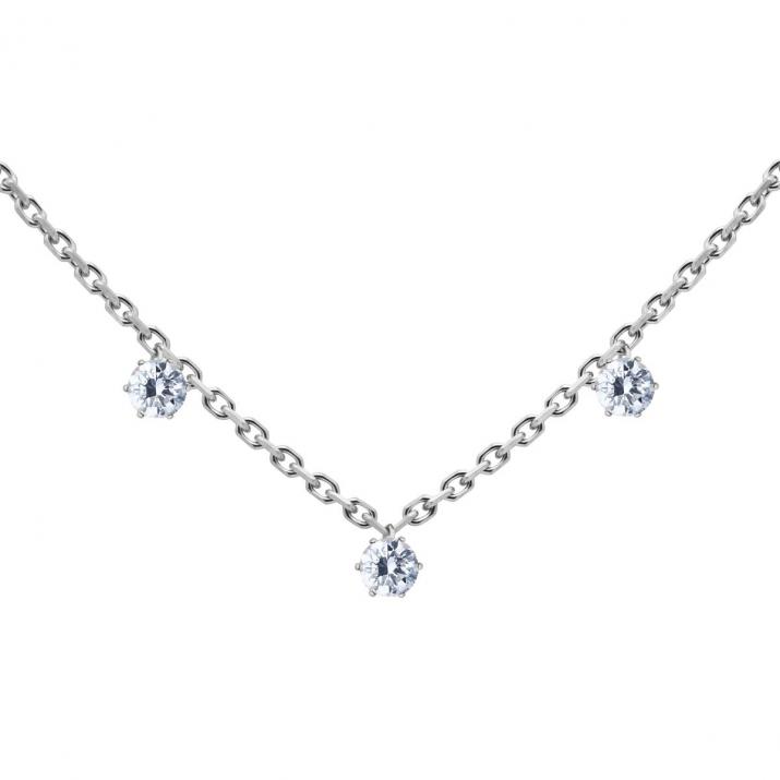 White gold chain necklace 0.30 carat diamond crimped on claws - Redline - 0++