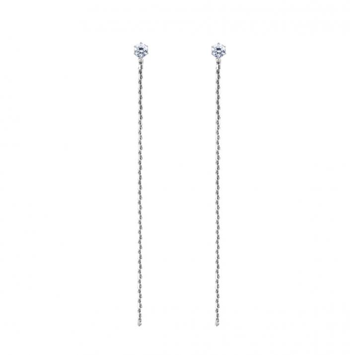 Earrings with 0.20ct Diamond in White Gold Prong Setting - Redline - 0++
