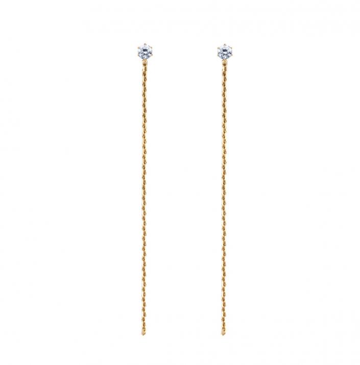 Earrings with 0.20ct Diamond in Yellow Gold Prong Setting - Redline - 0++