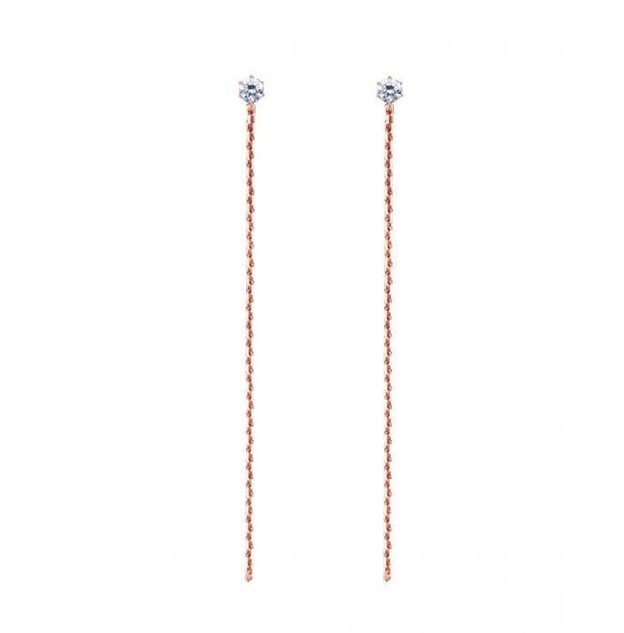 Earrings with 0.20ct Diamond in Rose Gold Prong Setting - Redline - 0++