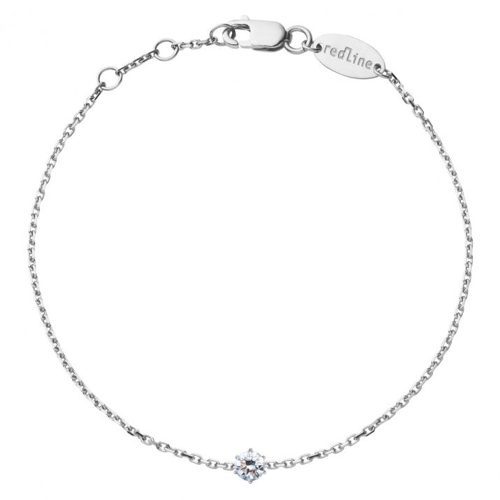 Chain Bracelet For Women with 0.10ct Round Diamond in White Gold Prong Setting - Redline - 0++