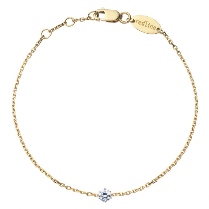 Chain Bracelet For Women with 0.10ct Round Diamond in Yellow Gold Prong Setting - Redline - 0++