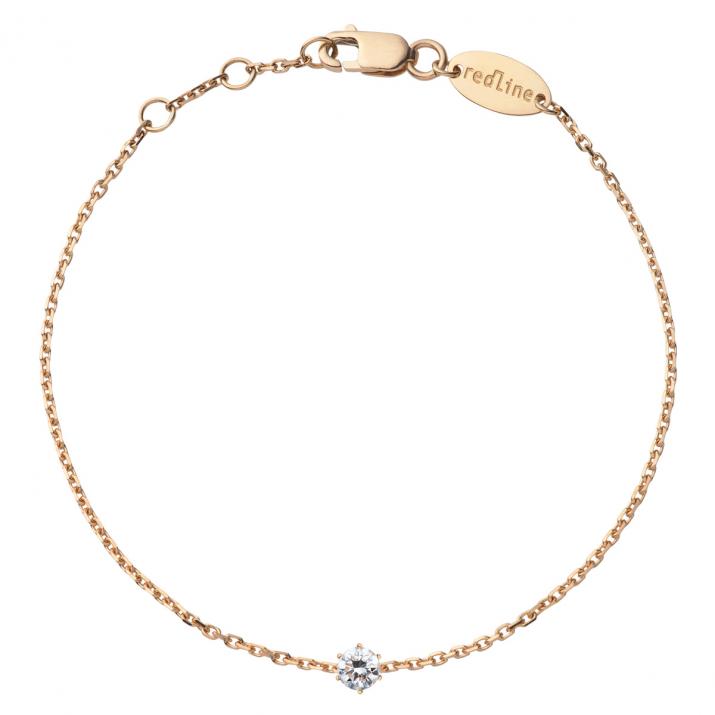 Chain Bracelet For Women with 0.10ct Round Diamond in Rose Gold Prong Setting - Redline - 0++