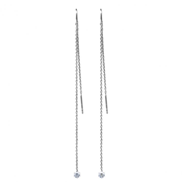 Earrings with 0.20ct Diamond in White Gold Prong Setting - Redline - 0++