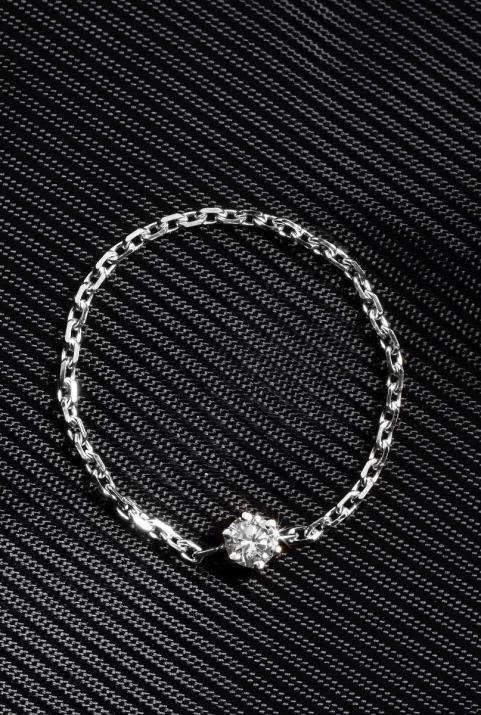 Absolu 0.10ct diamond chain ring in white gold - Redline - 0++