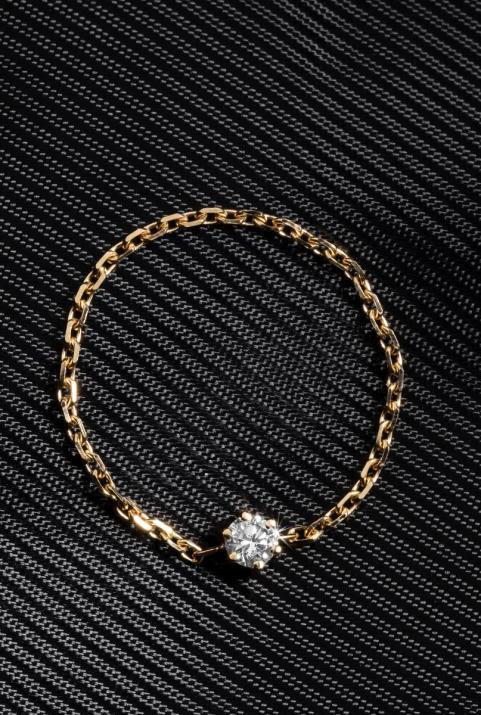 Absolu 0.10ct diamond chain ring in yellow gold - Redline - 0++