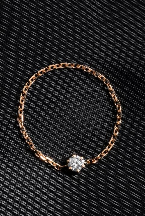 Absolu 0.10ct diamond chain ring in rose gold - Redline - 0++