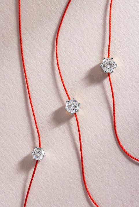 String Bracelet For Women with 0.10ct Round Diamond in White Gold Prong Setting - Redline - 0++