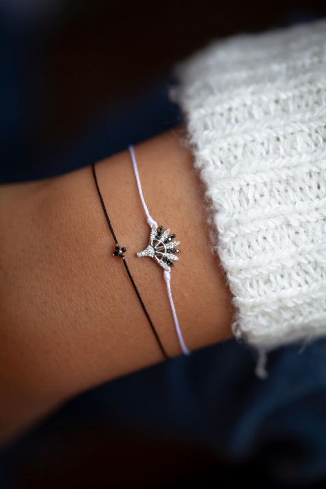 Black Tamar Thread Bracelet White Gold - Redline - 0++