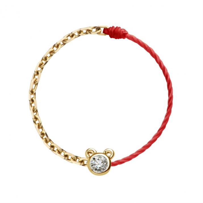 Mini Pure Bear Wire and Chain Ring Yellow Gold - Redline