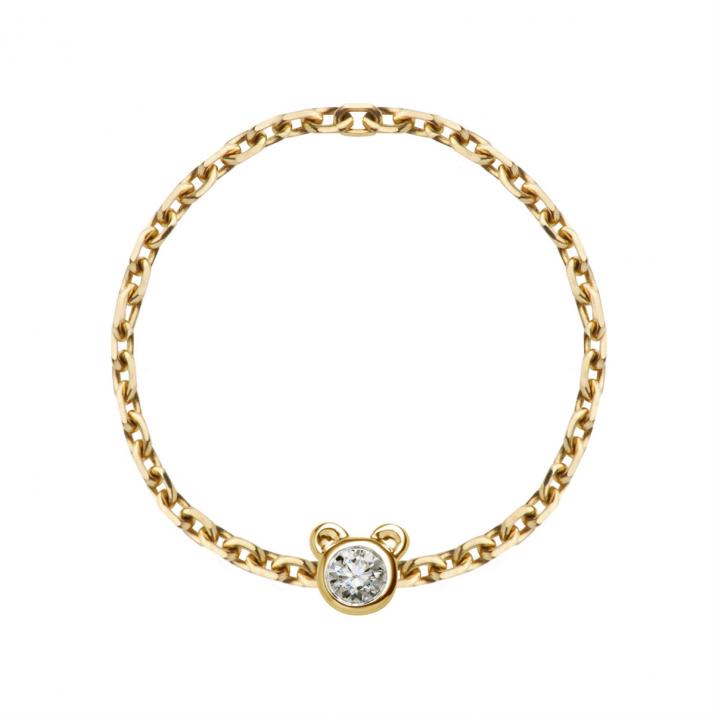 Mini Pure Bear Chain Ring Yellow Gold - Redline