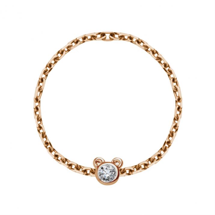 Mini Pure Bear Chain Ring Rose Gold - Redline