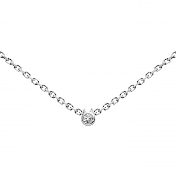 0.05ct diamond Mini Pure Cat chain necklace in white gold - Redline - 0++