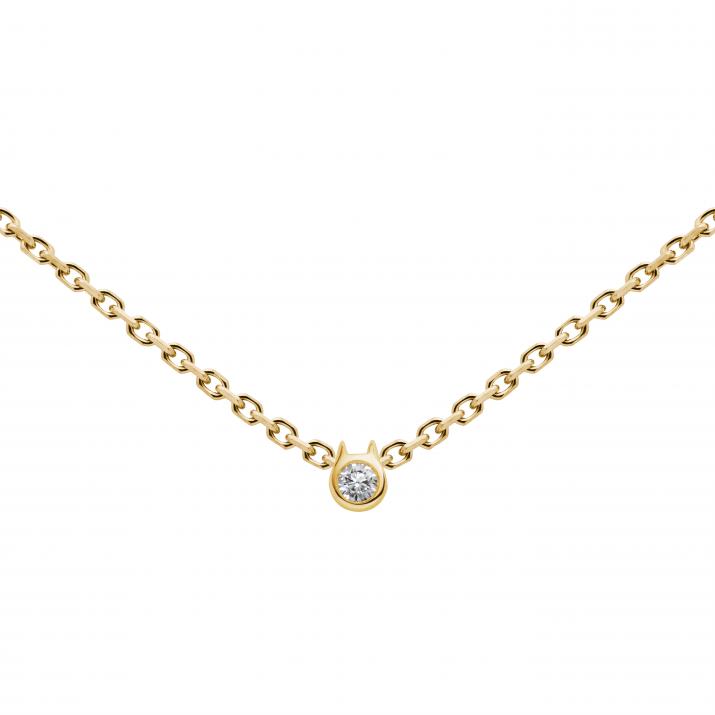 0.05ct diamond Mini Pure Cat chain necklace in yellow gold - Redline - 0++