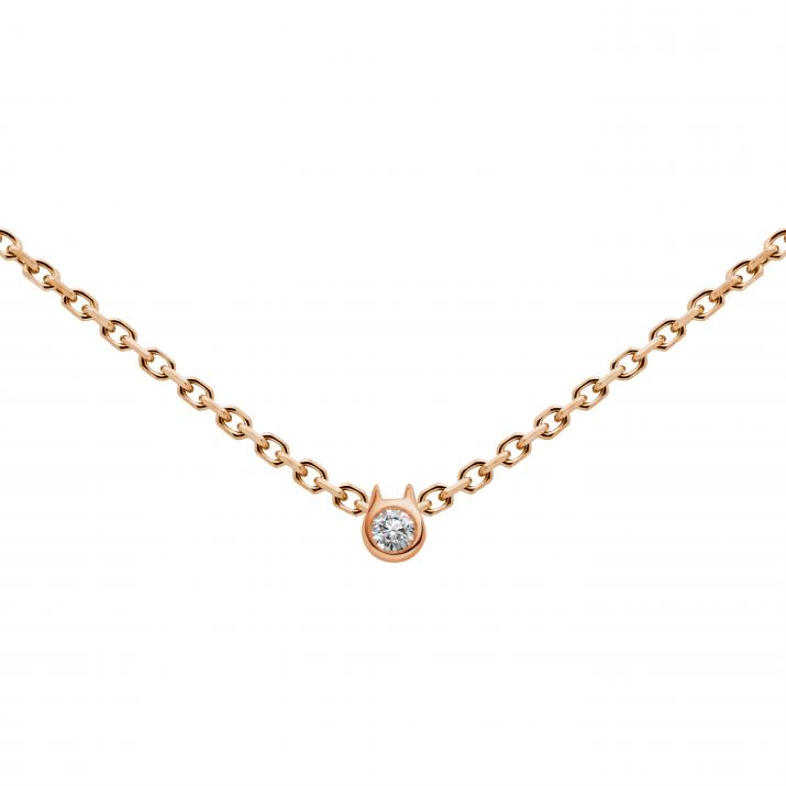 0.05ct diamond Mini Pure Cat chain necklace in rose gold - Redline - 0++