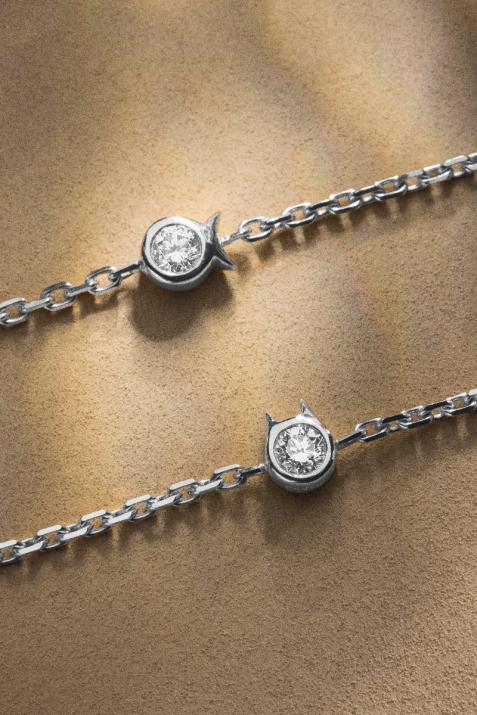 Mini Pure Cat chain bracelet in White gold - Redline - 0++