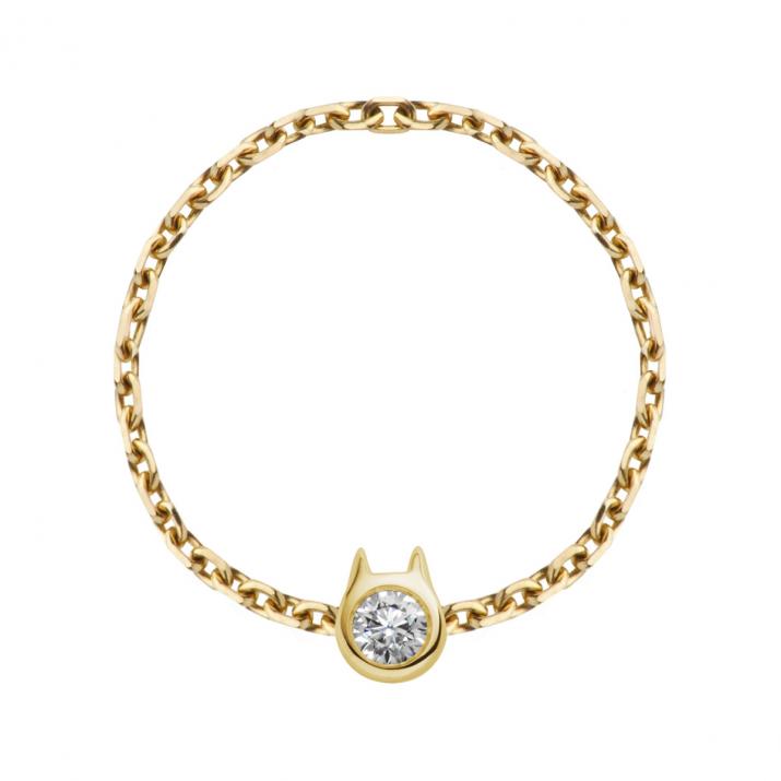 Mini Pure Cat yellow gold chain ring - Redline - 0++