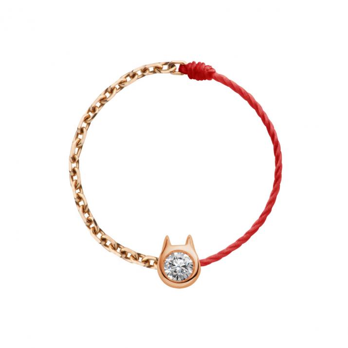 Mini Pure Cat Half thread half chain Ring in Rose gold - Redline - 0++
