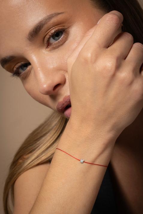 Mini Pure Bear 0.05carat diamond thread bracelet in rose gold - Redline - 0++