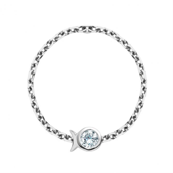Mini Pure Fish Chain Ring White Gold - Redline