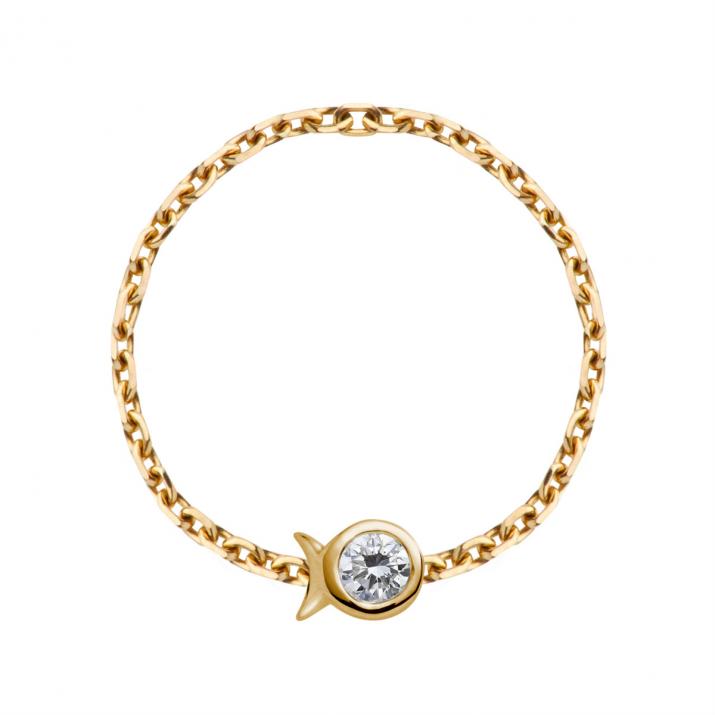 Mini Pure Fish Chain Ring Yellow Gold - Redline